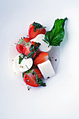 Strawberries with buttermilk mousse, Sezechuan pepper and mint