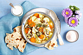 Cauliflower, mushrooms and potato soup