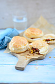Puff pastry parcels filled with chopped corn