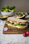 Avocado and vegetable sandwich