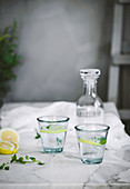 Erfrischendes Zitronenwasser in zwei Gläsern
