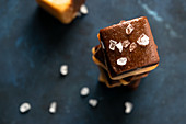 Home-made salted caramel and chocolate fudge