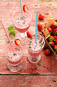 Strawberry kefir drinks