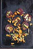 Grilled beetroot with chanterelles and rosemary
