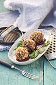 Grilled venison meatballs with cranberry compote