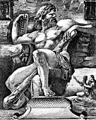 Odysseus and the cyclops Polyphemus, 19th century