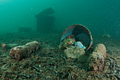 Marine waste polluting the seabed