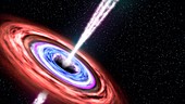 Activated galactic supermassive black hole, illustration