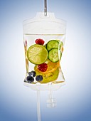 IV bag with fruits