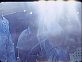 Neil Armstong in Apollo 11 quarantine on USS Hornet, 1969