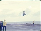Apollo 11 recovery helicopter lands on USS Hornet, 1969