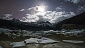 Glacial lake at night in Tibet, time-lapse footage