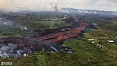 Kilauea eruption lava flows in May 2018, aerial footage