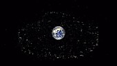 Satellites and space junk around Earth