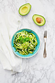 Zoodles with avocado and basil pesto