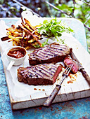 Steak with Slow- Roasted Tomato and Jalapeno Ketchup