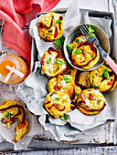 Crustless Bacon and Tomato Quiches
