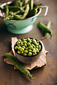Fresh organic peas and pods