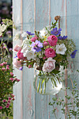 Hanging bouquet of roses and shrubs
