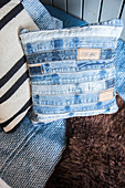 Handmade denim cushion cover