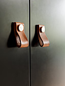 Cupboard doors with leather handles