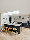 Counter and skylight in open-plan kitchen