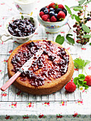 Berry Jam on biscuit cake