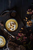 Autumnal celeriac soup with sourdough croutons