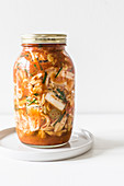 Korean kimchi in a preserving jar