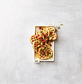 Spiced waffles with pomegranate seeds