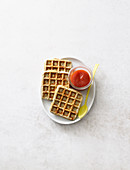 Poppy-seed waffles with quick jam