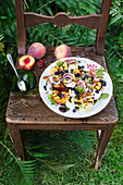 Summer salad with burrata, grilled nectarines, and parma ham