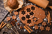 Gingerbread, cutters and some ingredients
