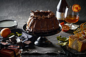 Chocolate cake on a cake stand