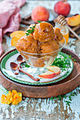 Sorbet from roasted peaches with honey and thyme
