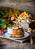 Potato fritters with mushrooms