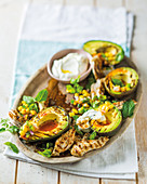 Chargrilled avocado and chicken salad