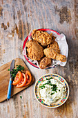 South African fried chicken with coleslaw