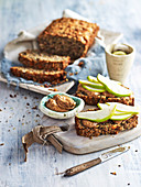 Seedaholic Bread with Almond Butter and Pear