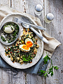 Green Quinoa with Sesame Eggs