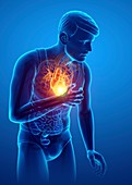 Man with chest pain, computer illustration