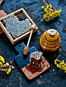 Honeycomb and a honey dipper
