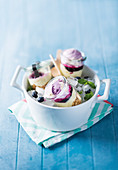 Frozen blueberry cheesecake jars