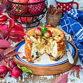 Cottage cheese and apple cake with raisin