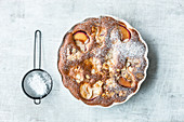 French almond clafoutis with yellow plums