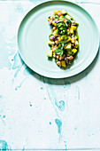 Mexican salmon ceviche with avocado and mango