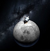 Apollo 8 spacecraft and Moon, illustration