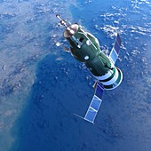 Soyuz 4 spacecraft in Earth orbit, illustration