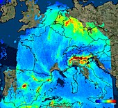 Nitrogen dioxide over Europe, Sentinel-5P satellite image