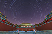 Star trails over Forbidden City, Beijing, China